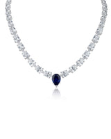Collar graduado con zirconias cúbicas azules talla pera en latón bañado en rodio