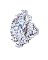 Anillo de zirconias cúbicas marquesa y pera en latón bañado en rodio