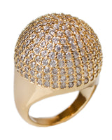 Round Pavé Cubic Zirconia Dome Ring in 18K Gold-Plated Brass