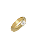 Emerald-Cut Cubic Zirconia Band Ring in Gold-Plated Brass