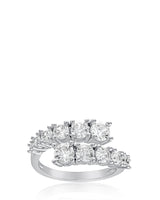 Round Graduated Cubic Zirconia Wrap Ring in Gold-Plated or Rhodium-Plated Brass