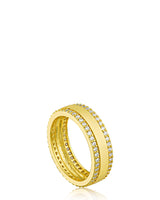 Pavé Cubic Zirconia Double Border Band Ring in 18K Gold-Plated Brass