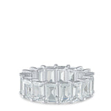 Emerald-Cut Cubic Zirconia Eternity Band in Rhodium-Plated Brass