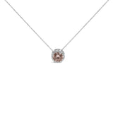 Collar con colgante solitario y halo con diamante rosa cultivado en laboratorio de 2 3/8 ct. p.t. en oro blanco de 14K
