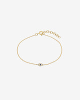 14K Gold Tiny Diamond and Sapphire Evil Eye Bracelet