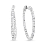 Aretes de aro curvos interior y exterior con diamantes redondos de 3 5/8 ct. p.t. en oro blanco de 18K