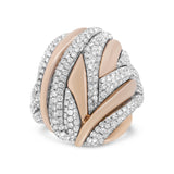 1 7/8 Ct. T.W. Diamond and Gold Textured Dome Cocktail Ring in 18K Rose and White Gold
