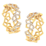 Aretes de aro de panal con diamantes de 3/4 ct. p.t. en oro amarillo de 14K