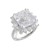 Asscher-Cut Cubic Zirconia Halo Ring in Sterling Silver