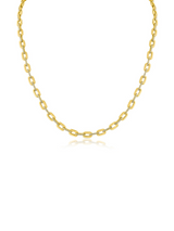 Collar de eslabones alternados con zirconias cúbicas en engaste pavé en latón bañado en oro de 18K