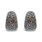2 1/4 Ct. T.W. Black Rhodium over Prong and Bezel-Set White and Brown Diamond Huggy Hoop Earrings in 18K White Gold