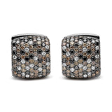 Aretes de aro Huggie cuadrados bañados en rodio negro con diamantes multicolor de 12 5/8 ct. p.t. en oro blanco de 18K