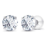 Aretes de botón con diamantes cultivados en laboratorio color E de 2.00 CTW en oro de 14K