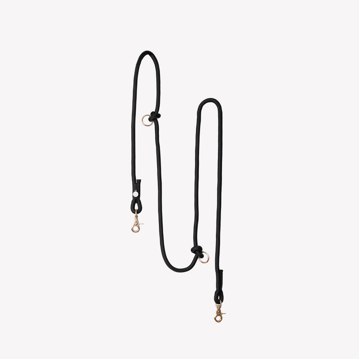 Black hands-free braided leash at full length