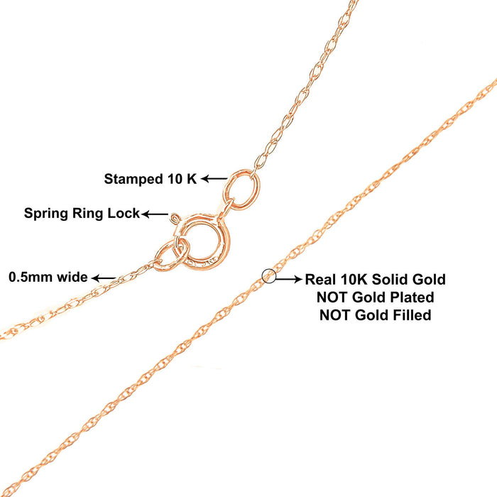 0.5mm Slender and Dainty Fine Rope Chain Necklace in 10K Gold, photo 4