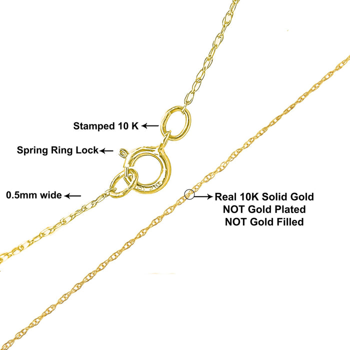 0.5mm Slender and Dainty Fine Rope Chain Necklace in 10K Gold, photo 6