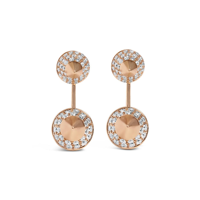 1 Ct. T.W. Diamond Double Cone Jacket Stud Earrings in 14K Rose Gold, photo 2