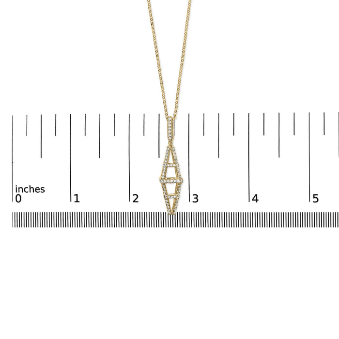 1 Ct. T.W. Diamond Studded Geometric Double Pyramid Pendant Necklace in 14K Yellow Gold, photo 4