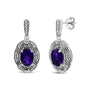 Aretes de botón con detalles de diamante y amatista púrpura ovalada de 8x6mm en plata de ley, foto 2