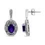 Aretes de botón con detalles de diamante y amatista púrpura ovalada de 8x6mm en plata de ley, foto 4