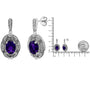 Aretes de botón con detalles de diamante y amatista púrpura ovalada de 8x6mm en plata de ley, foto 5