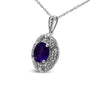 Diamond Accent and 9x7mm Purple Oval Amethyst Gemstone Pendant Necklace in Sterling Silver, photo 2