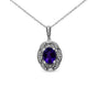 Diamond Accent and 9x7mm Purple Oval Amethyst Gemstone Pendant Necklace in Sterling Silver, photo 4