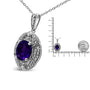 Diamond Accent and 9x7mm Purple Oval Amethyst Gemstone Pendant Necklace in Sterling Silver, photo 5