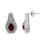 Aretes de botón con detalles de diamante y granate rojo ovalado de 8x6mm en plata de ley, foto 4