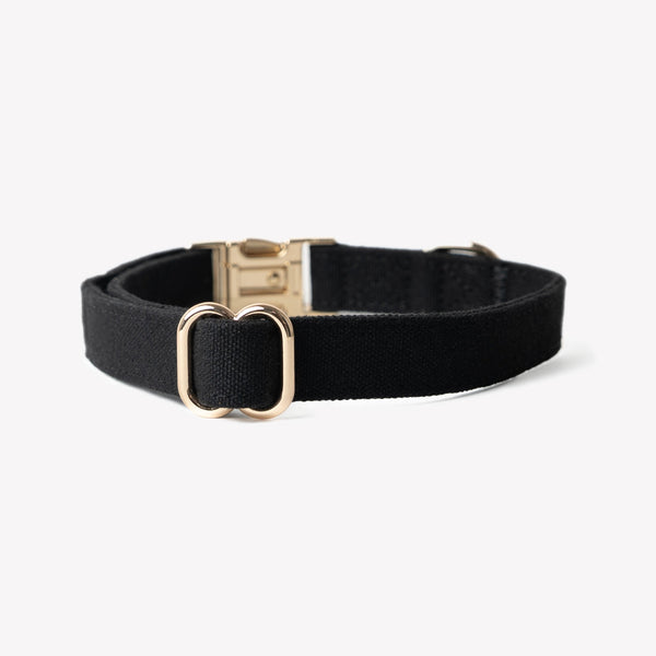 Collar de lona para perro, negro, broche y argolla en D