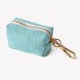 Blue poop bag holder, zip pouch close-up