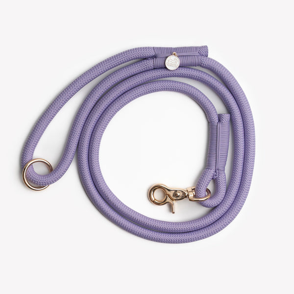 Lavender braided rope leash, coiled