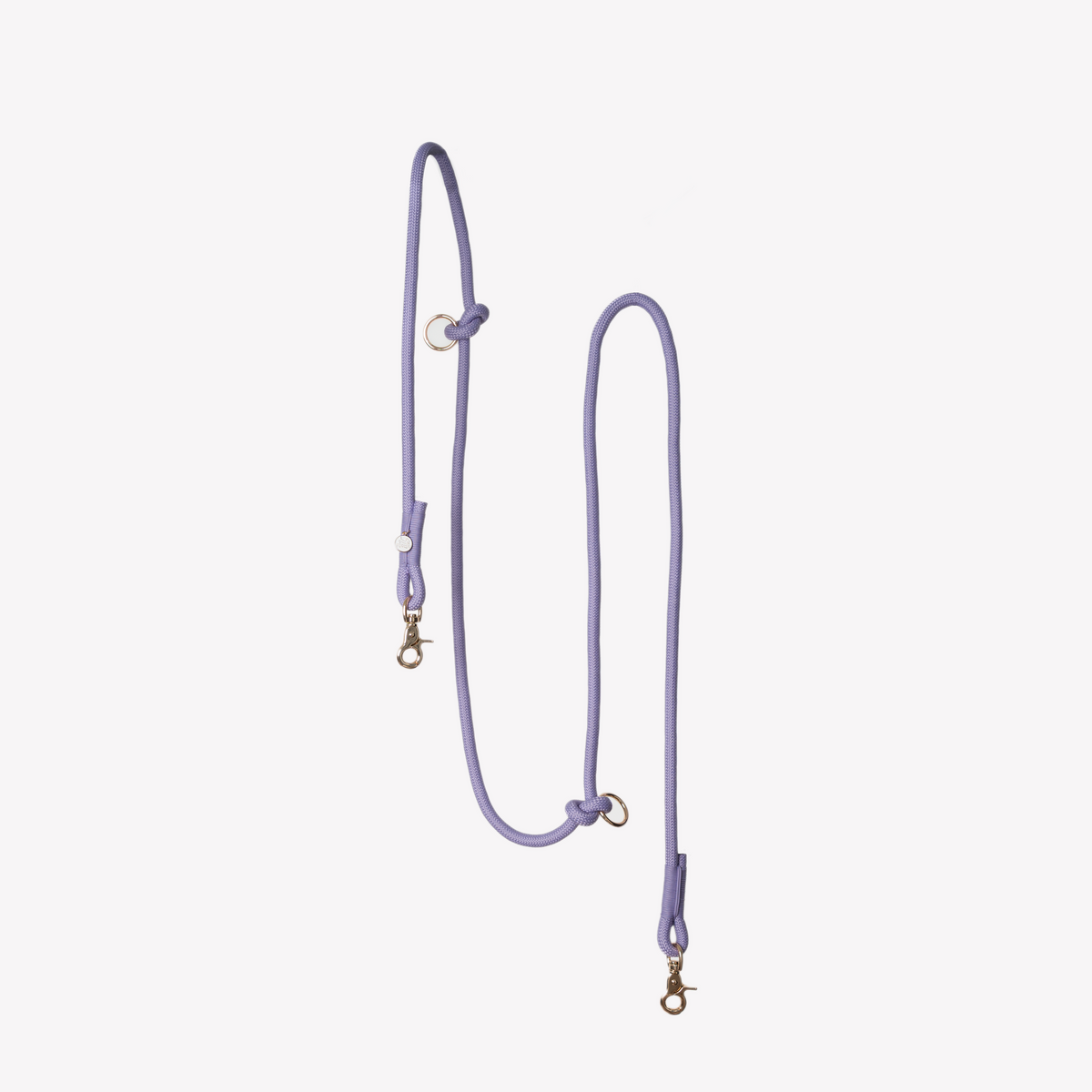 Lavender hands-free braided leash at full length