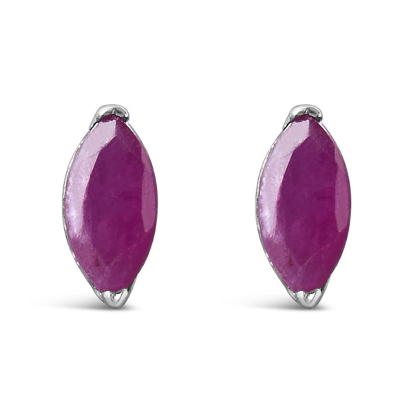 Aretes de botón solitarios con gema de rubí rosa creado en laboratorio de 1/2 ct. p.t. en plata de ley, foto 1