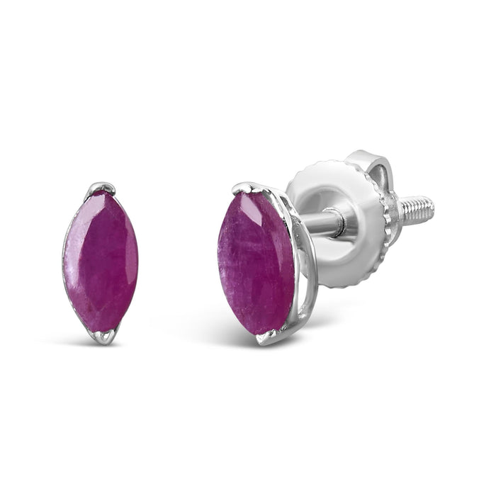 1/2 Ct. T.W. Created Pink Ruby Gemstone Solitaire Stud Earrings in Sterling Silver, photo 2