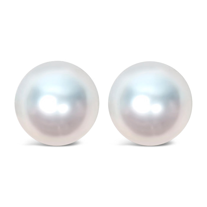 Aretes de botón solitarios con perla cultivada Akoya de 7-7.5mm en oro de 14K, foto 14