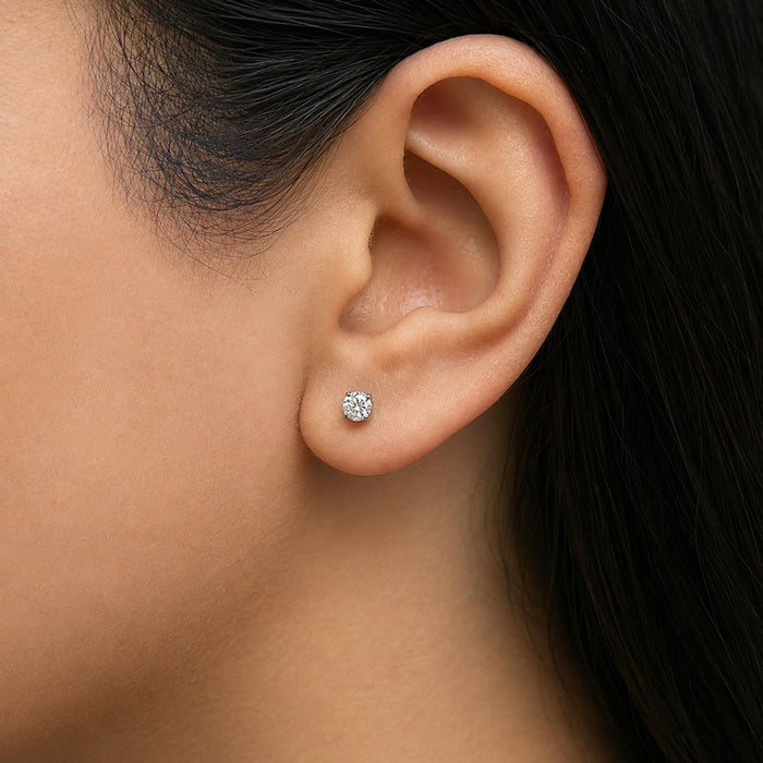 Round Lab-Grown Diamond Solitaire Stud Earrings with Push Backs in 14K Gold, photo 28