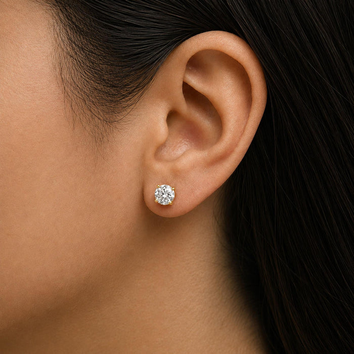 Round Lab-Grown Diamond Solitaire Stud Earrings with Push Backs in 14K Gold, photo 23