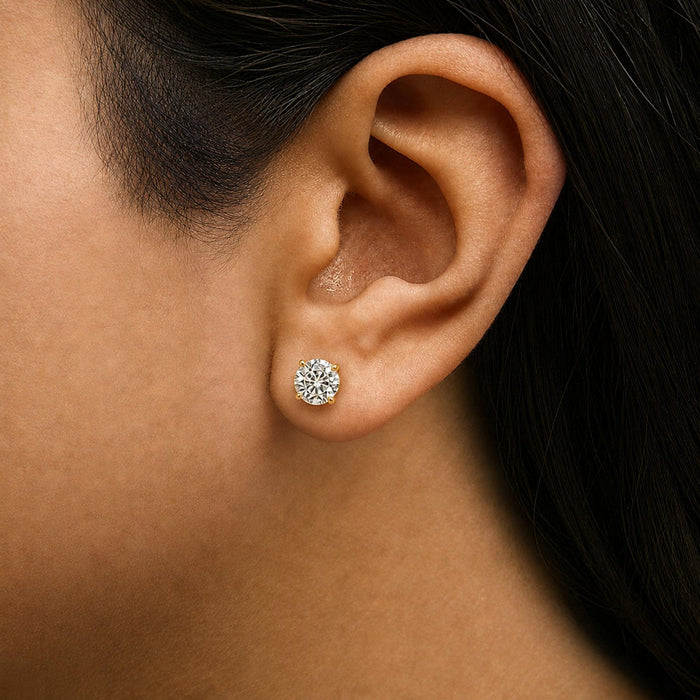 Round Lab-Grown Diamond Solitaire Stud Earrings with Push Backs in 14K Gold, photo 21
