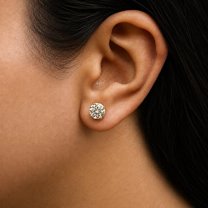 Round Lab-Grown Diamond Solitaire Stud Earrings with Push Backs in 14K Gold, photo 19