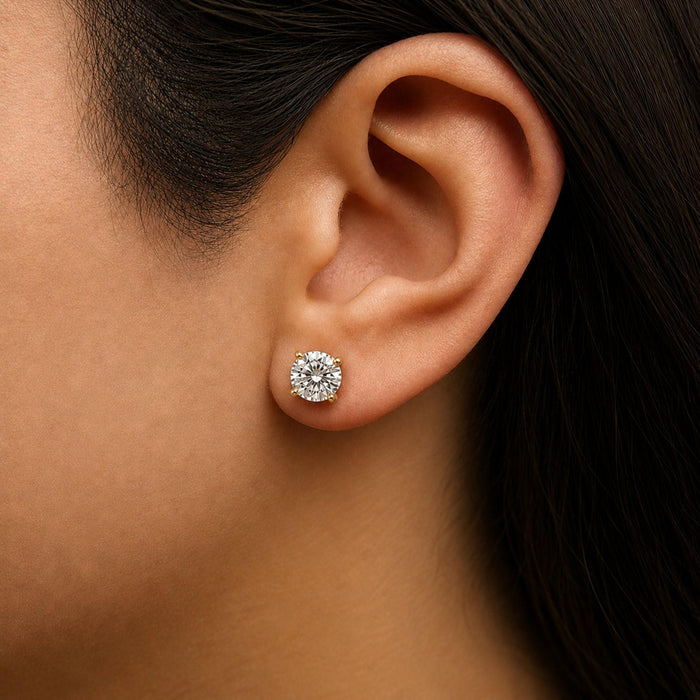Round Lab-Grown Diamond Solitaire Stud Earrings with Push Backs in 14K Gold, photo 17