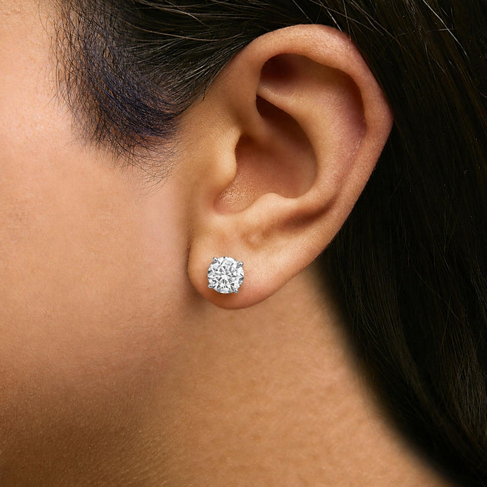 Round Lab-Grown Diamond Solitaire Stud Earrings with Push Backs in 14K Gold, photo 14