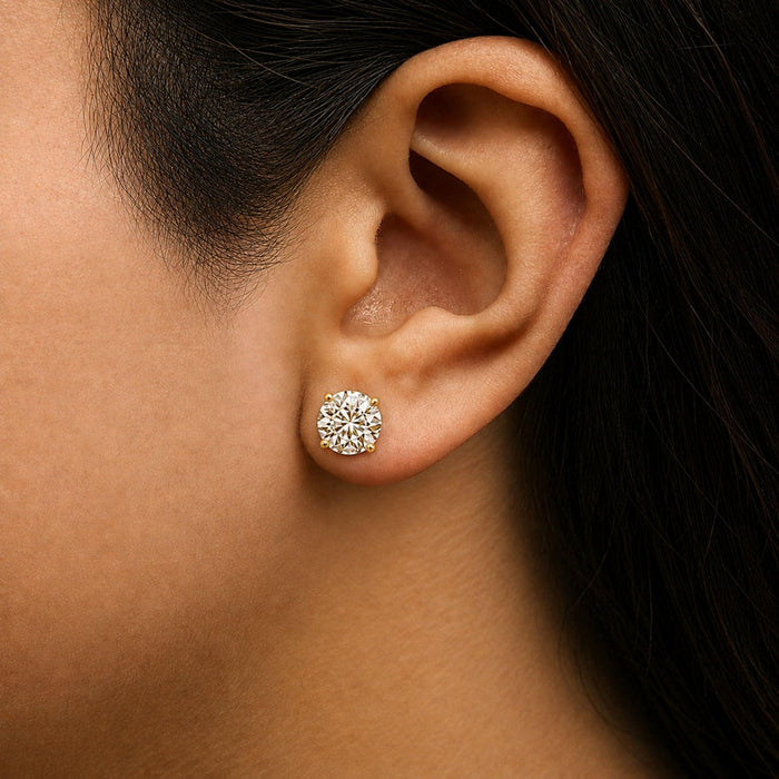 Round Lab-Grown Diamond Solitaire Stud Earrings with Push Backs in 14K Gold, photo 11