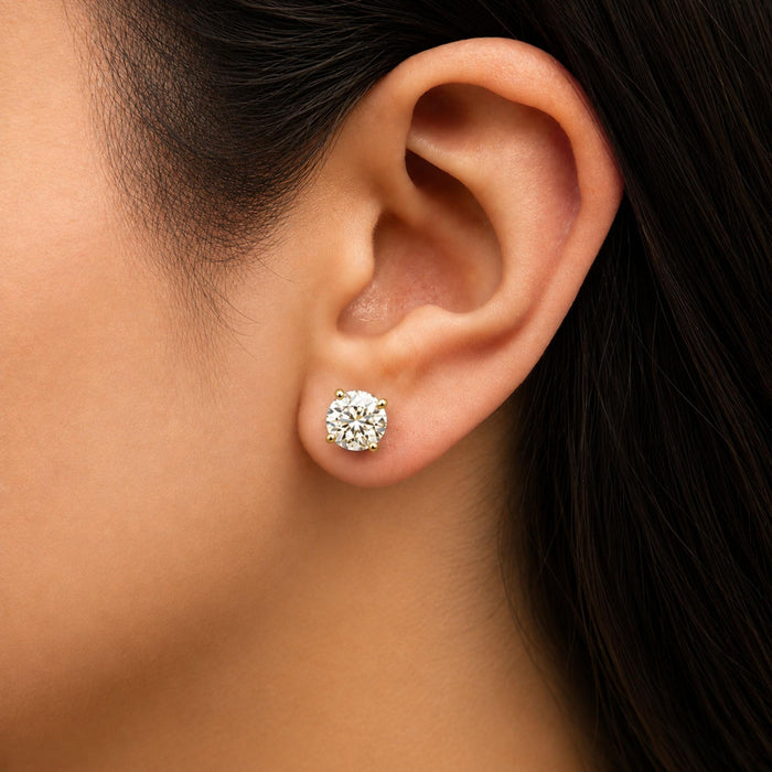 Round Lab-Grown Diamond Solitaire Stud Earrings with Push Backs in 14K Gold, photo 9
