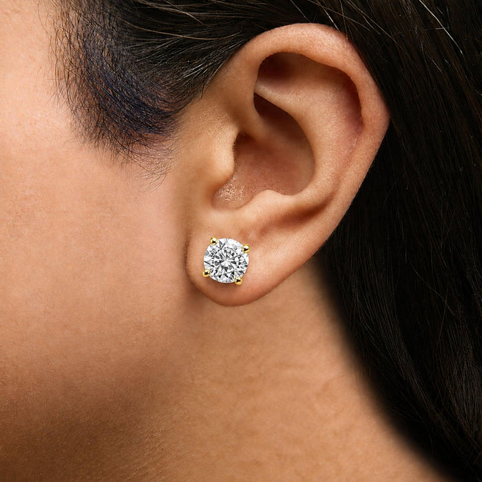Round Lab-Grown Diamond Solitaire Stud Earrings with Push Backs in 14K Gold, photo 7