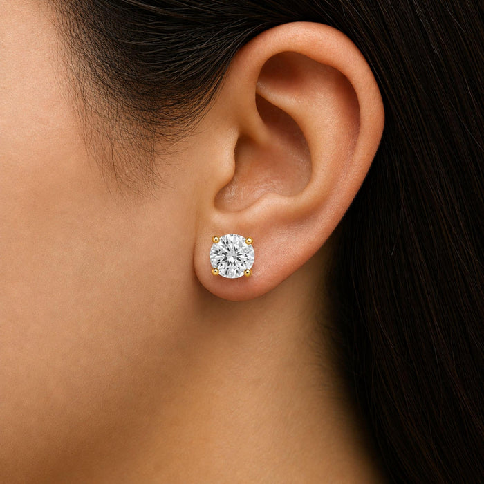 Round Lab-Grown Diamond Solitaire Stud Earrings with Push Backs in 14K Gold, photo 5