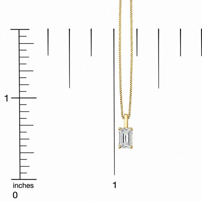 Lab-Grown Emerald-Cut Solitaire Diamond Pendant Necklace in 14K Gold, photo 17