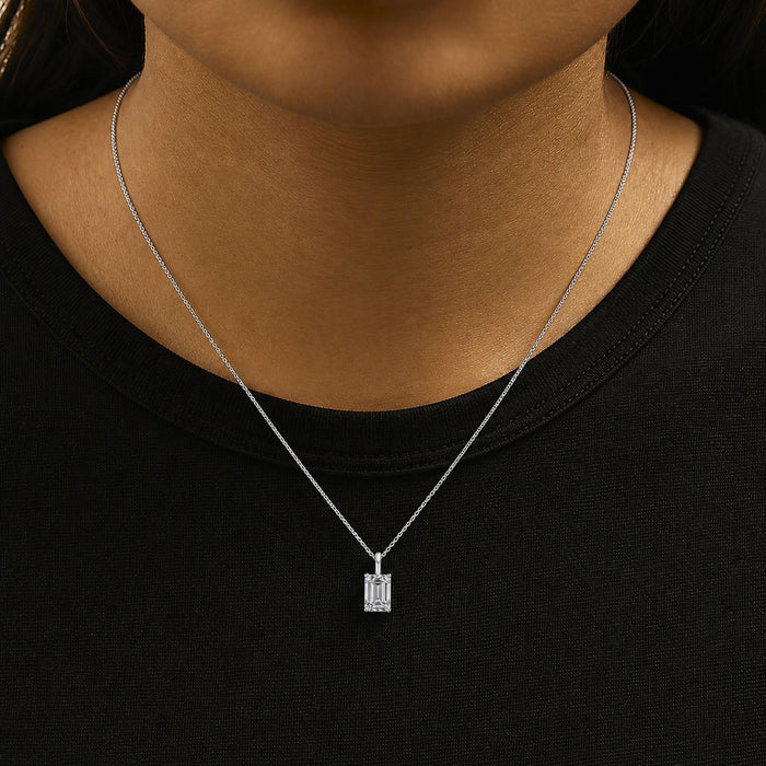 Lab-Grown Emerald-Cut Solitaire Diamond Pendant Necklace in 14K Gold, photo 8
