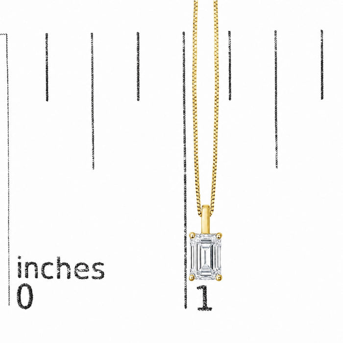 Lab-Grown Emerald-Cut Solitaire Diamond Pendant Necklace in 14K Gold, photo 15