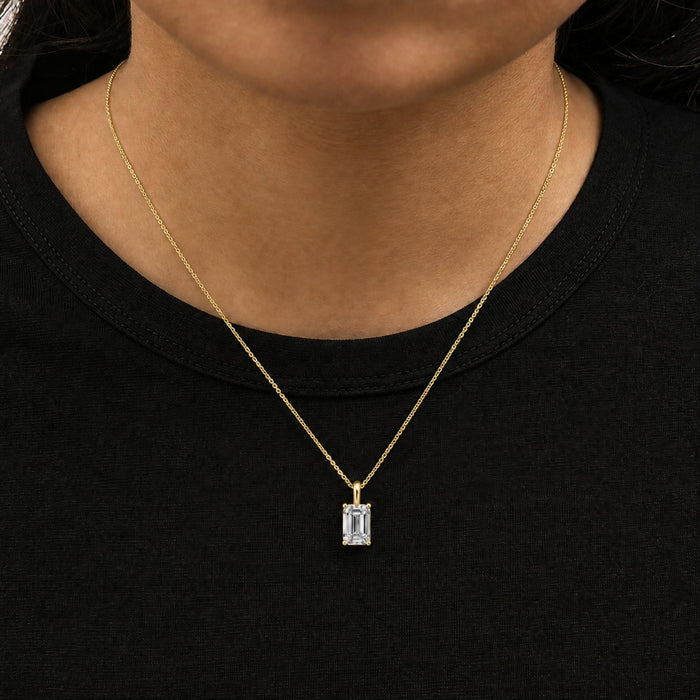 Lab-Grown Emerald-Cut Solitaire Diamond Pendant Necklace in 14K Gold, photo 5